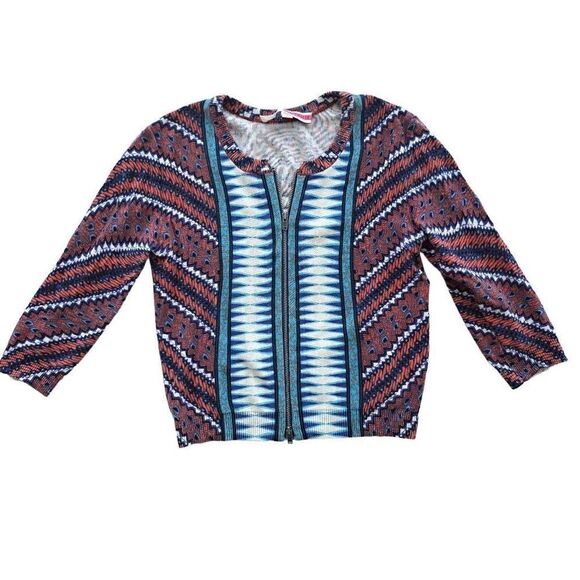 Tracy Reese Women's Long Sleeve Full Zip Tribal Ikat Print Sweater Size SP - Picture 1 of 7